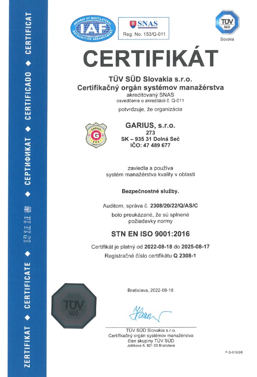 Certifikat Garius